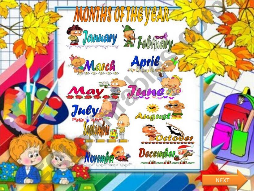 MONTHS OF THE YEAR powerpoint