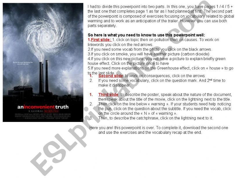 An inconvenient truth - The poster . PPT1