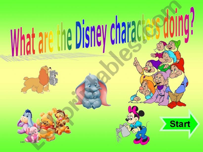 What are the Disney Characters doing? Present Continuous + SOUND