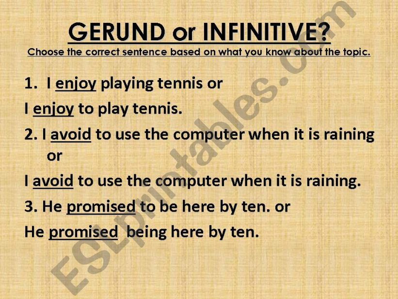 Gerund or Infinitive? powerpoint