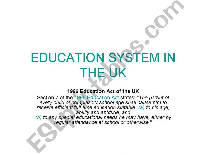 Education system in the UK powerpoint