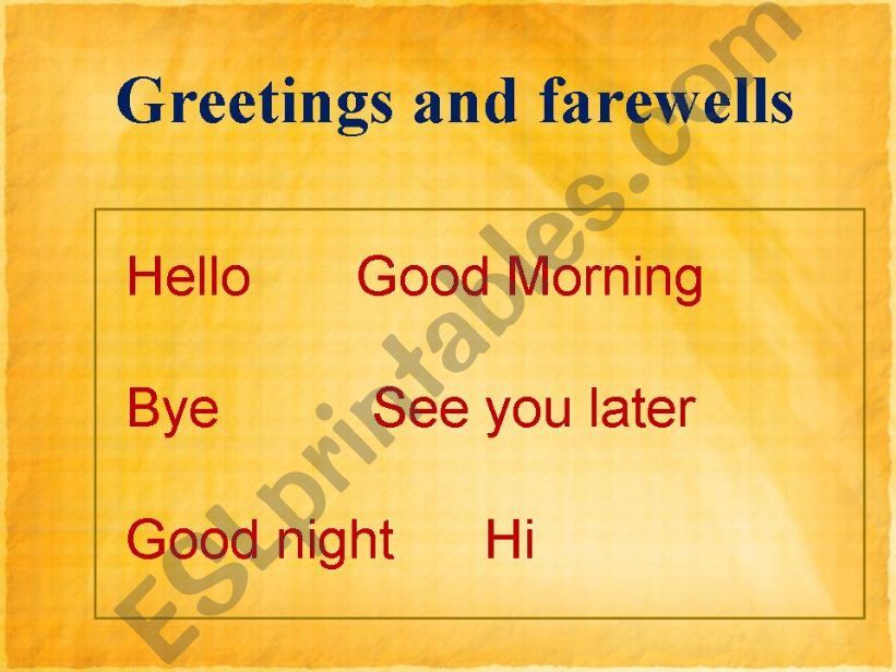 Greetings and farewells  powerpoint