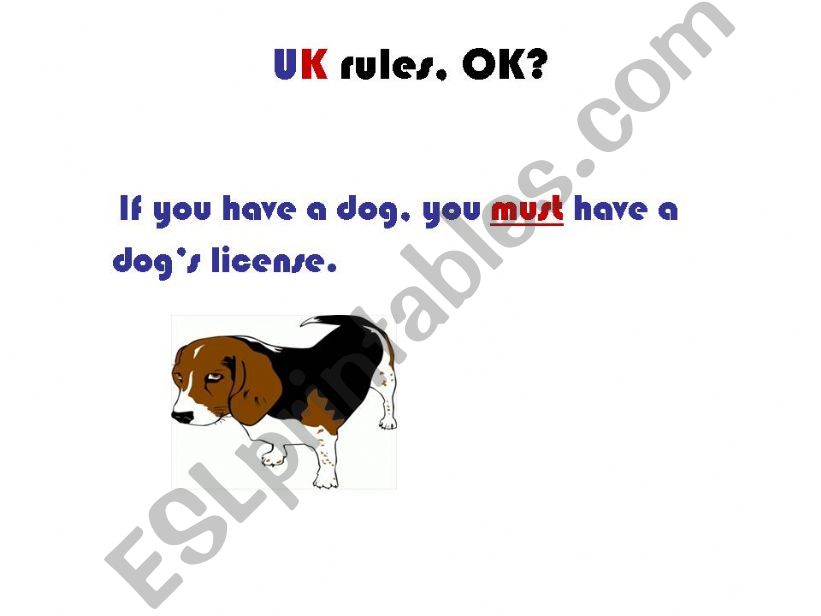 UK Rules - must/mustnt powerpoint