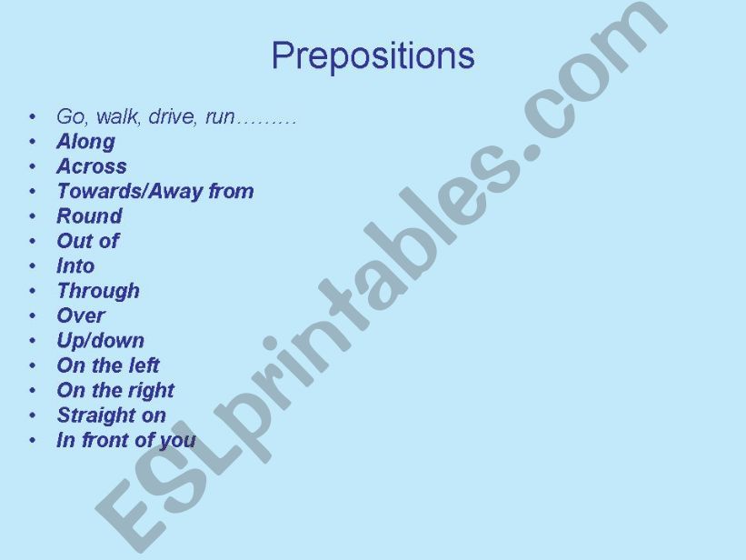 directions and prepositions powerpoint