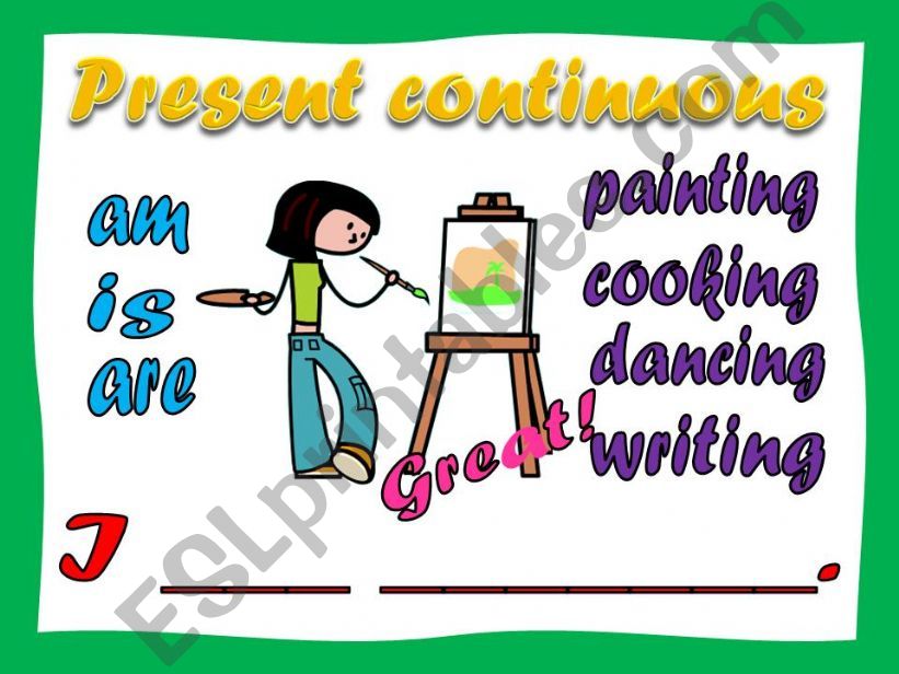 Complete the  sentences with the present continuous part 1