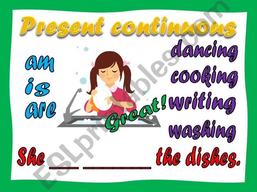 Complete the sentences with the present continuous part 2
