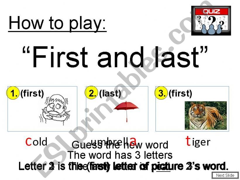 First and Last Quiz powerpoint