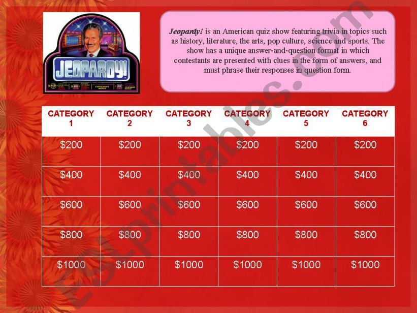 JEOPARDY! GAME TEMPLATE powerpoint