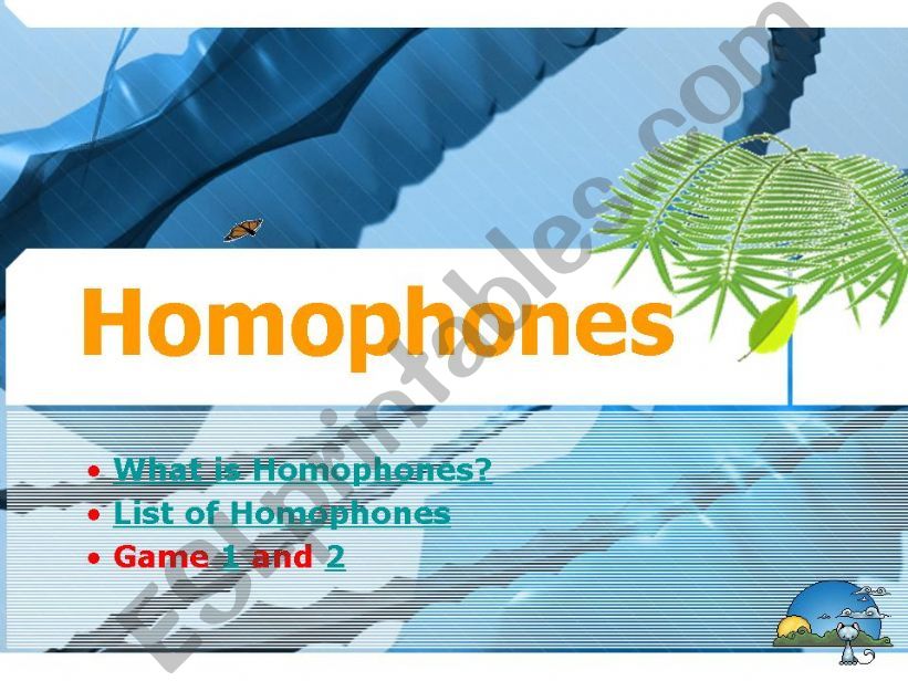 Homophones LESSON powerpoint