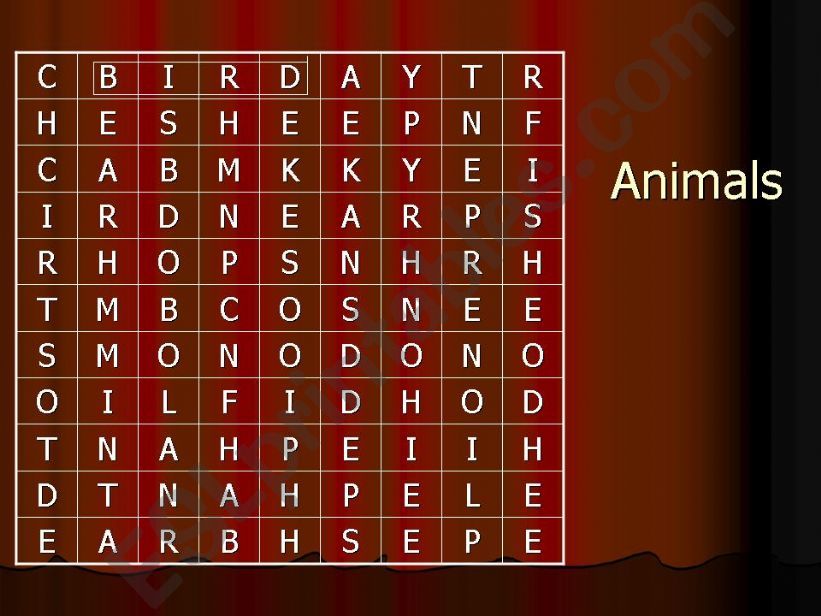 animals crossword powerpoint