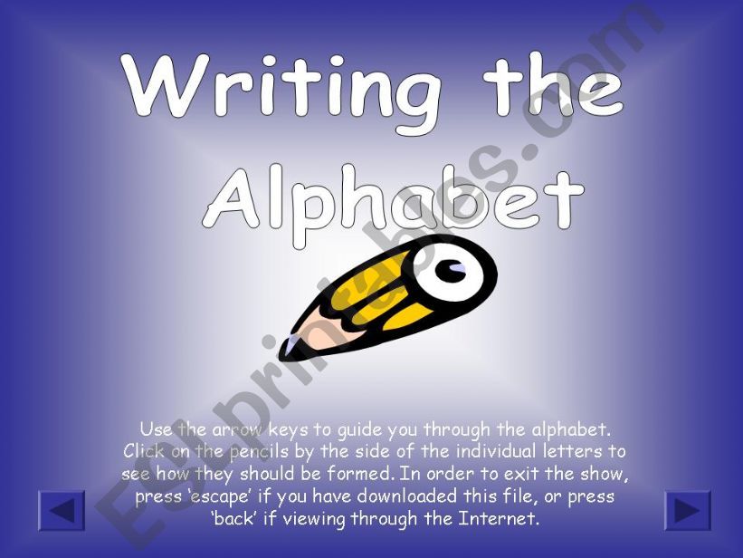 writing the alphabet powerpoint