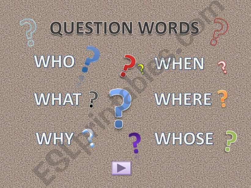 QUESTION WORDS powerpoint