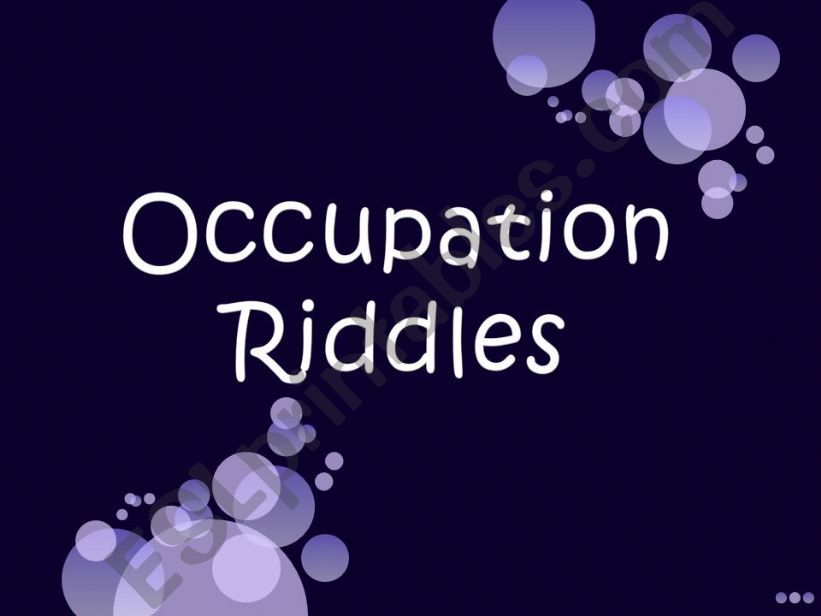 Occupation Riddles part 1 powerpoint