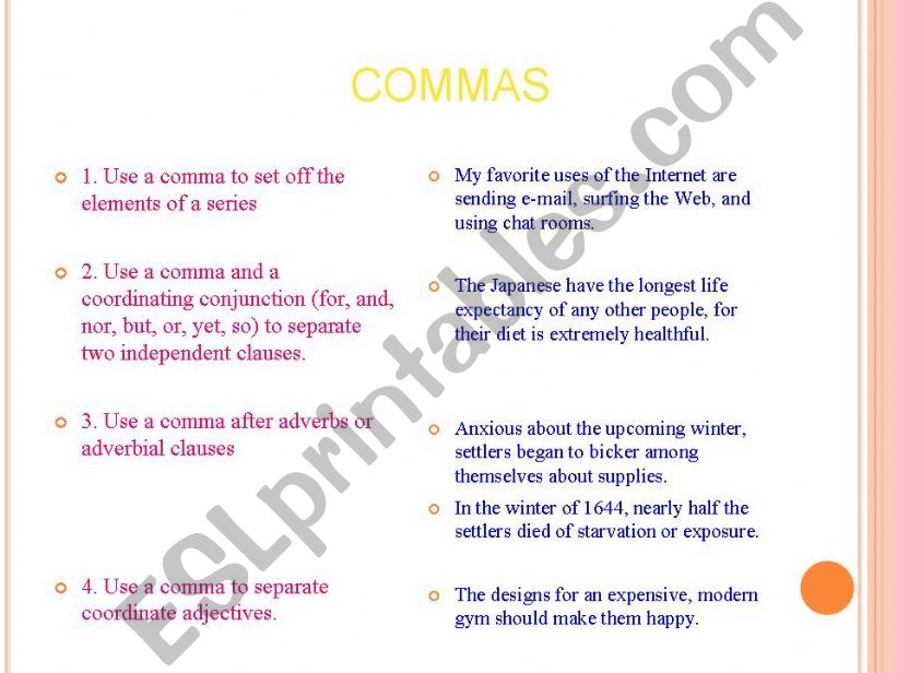 Commas usage powerpoint