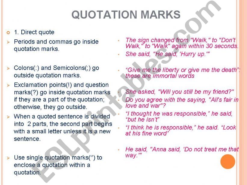 Quotation marl - Usage and exercises