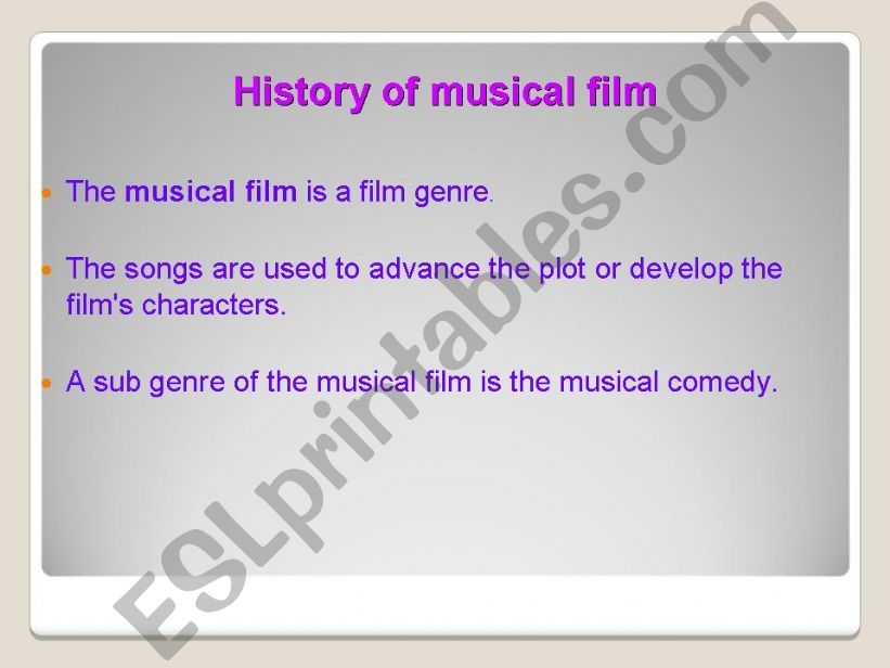 Introduction of musical films powerpoint