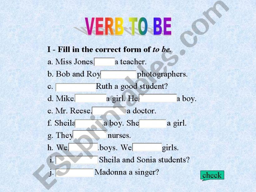 Verb to be 1 powerpoint