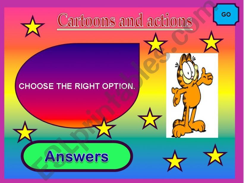 Cartoons and actions (Present continuous for elementary level kids)