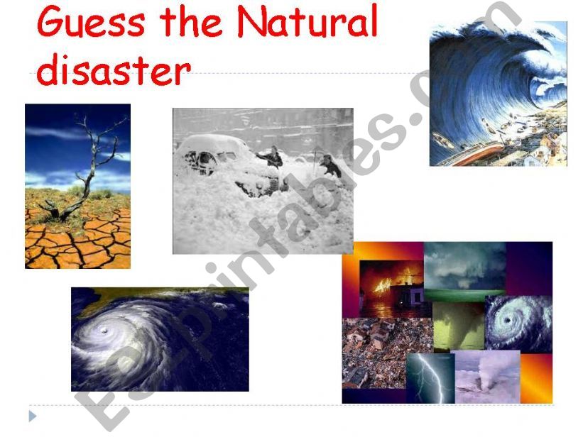 GUESS THE NATURAL DISASTER MATCHING WORKSHEET 