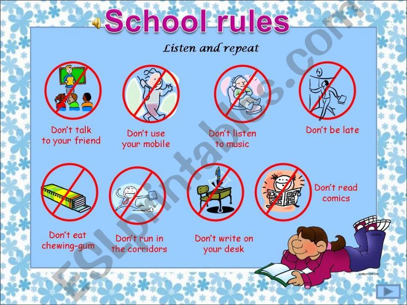 School rules (ppt with sounds and games)