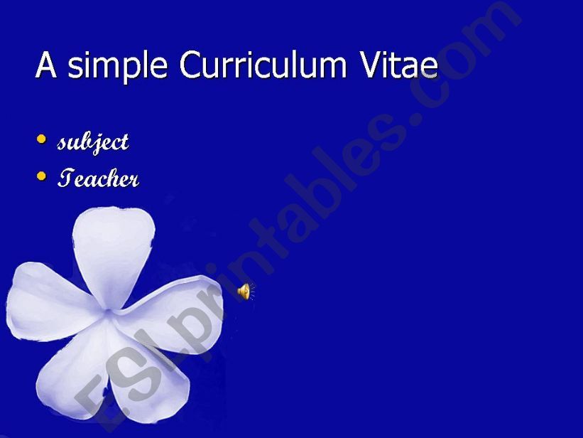 A Simple Curriculum Vitae powerpoint