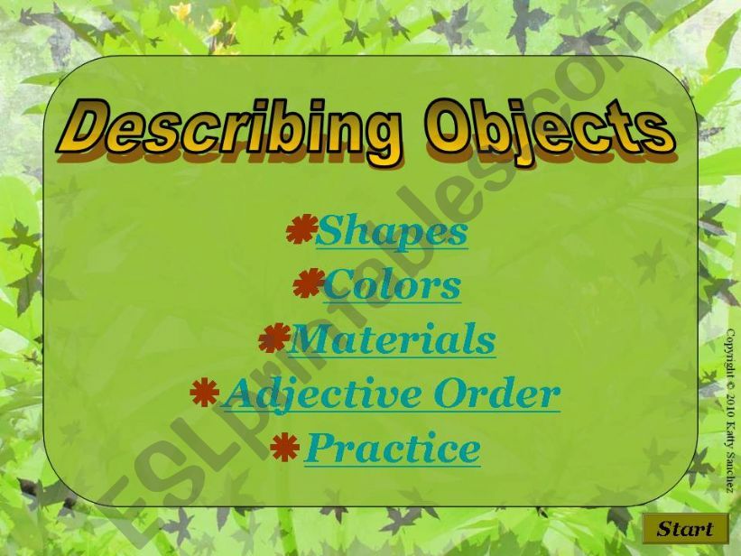 Describing Objects Presentation