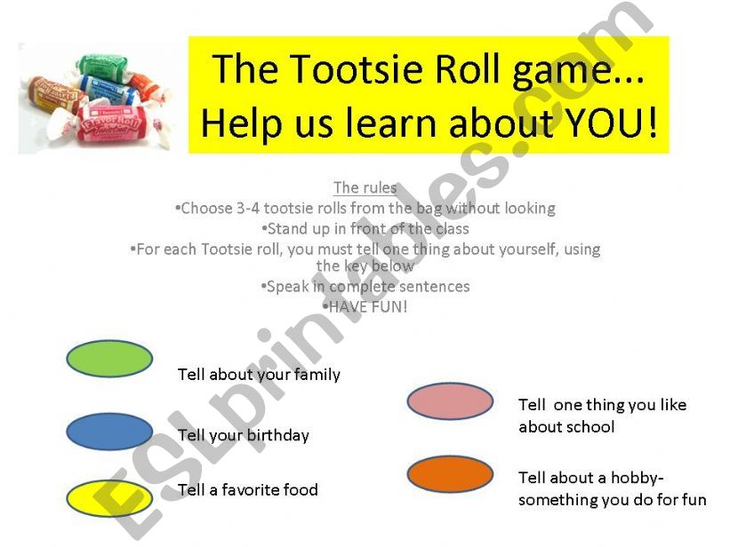 Tootsie Roll Icebreaker (speaking practice)