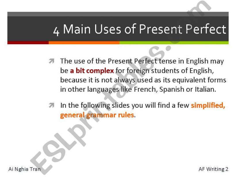 4 Main Uses of Present Perfect