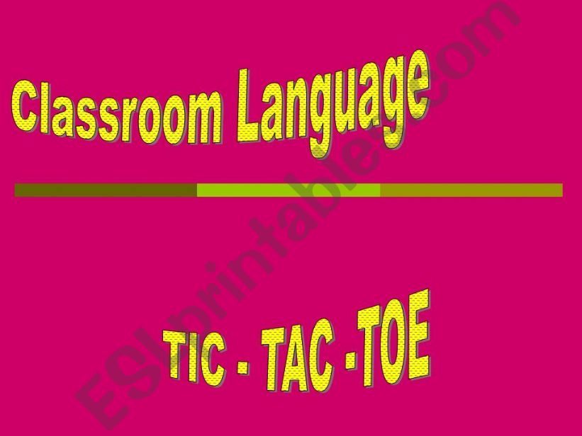 Classroom language TIC TAC TOE