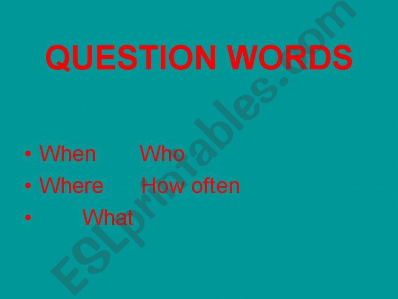 question words-elementary level