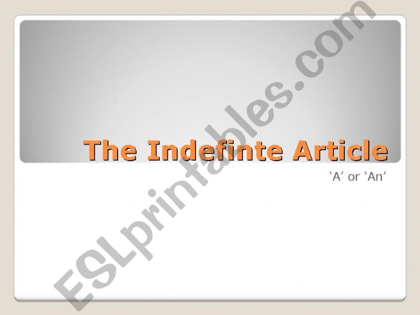 Indefinite Article powerpoint