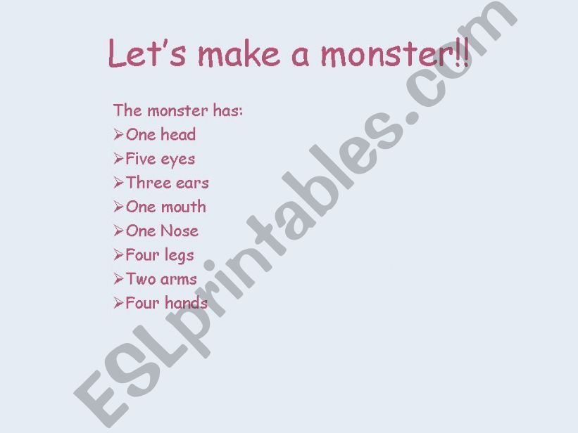 Lets make a monster!! powerpoint