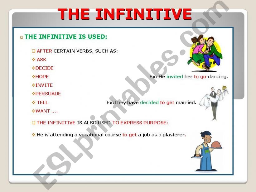 THE INFINITIVE / BE+ INFINITIVE