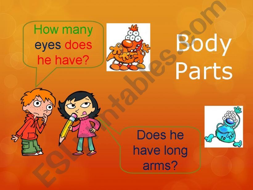 Monsters body parts powerpoint