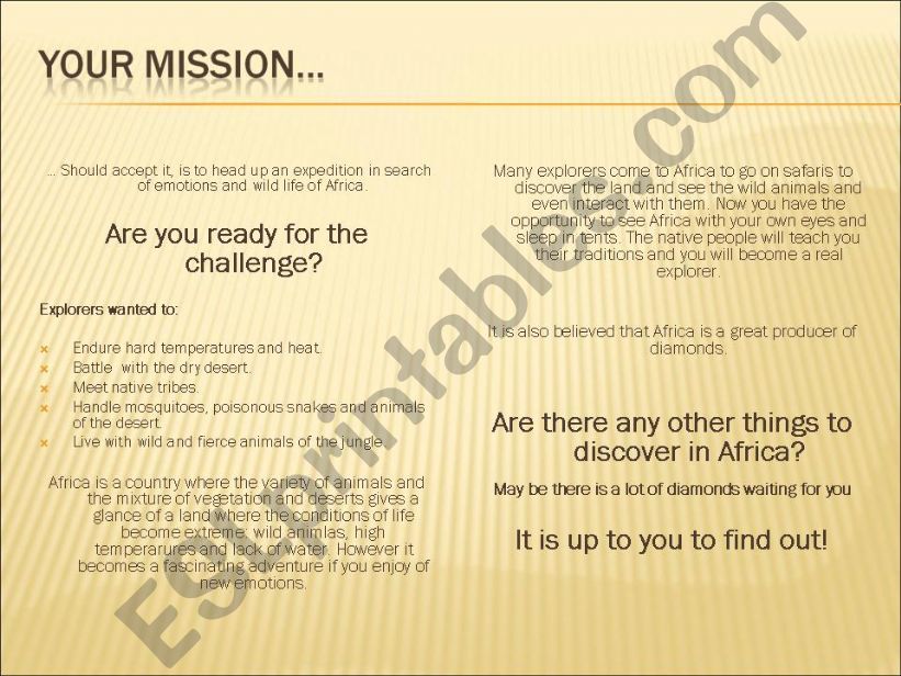 YOUR MISSION... AFRICA powerpoint