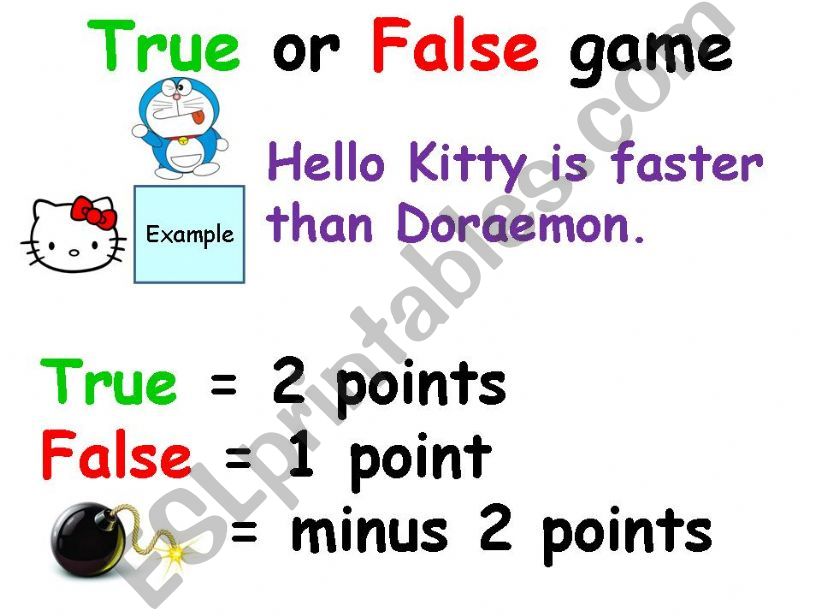 True or false comparative sentence game