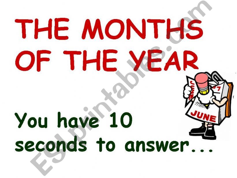 The months of the year - Game powerpoint