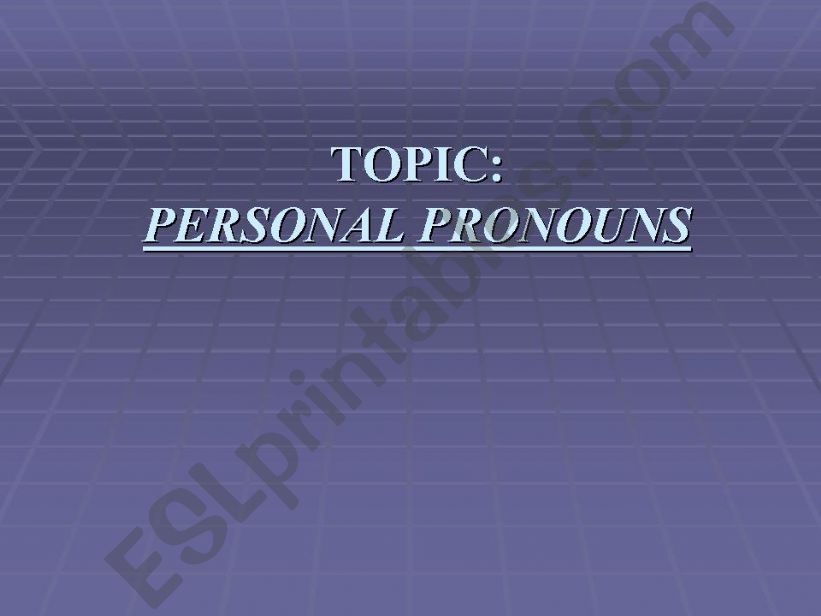 PERSONAL PRONOUNS powerpoint