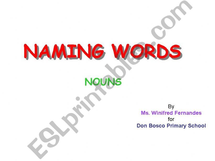Naming Words (Nouns) powerpoint