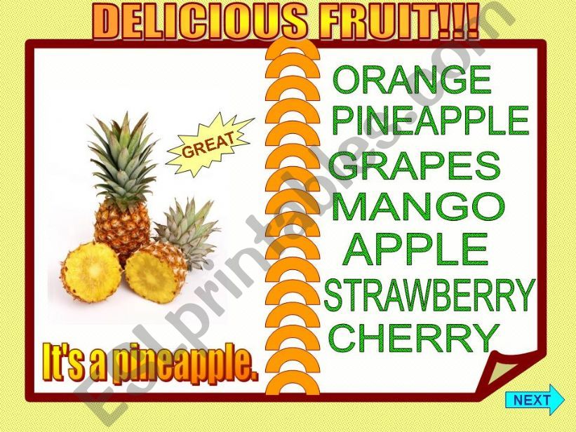 DELICIOUS FRUIT GAME PART 1 powerpoint