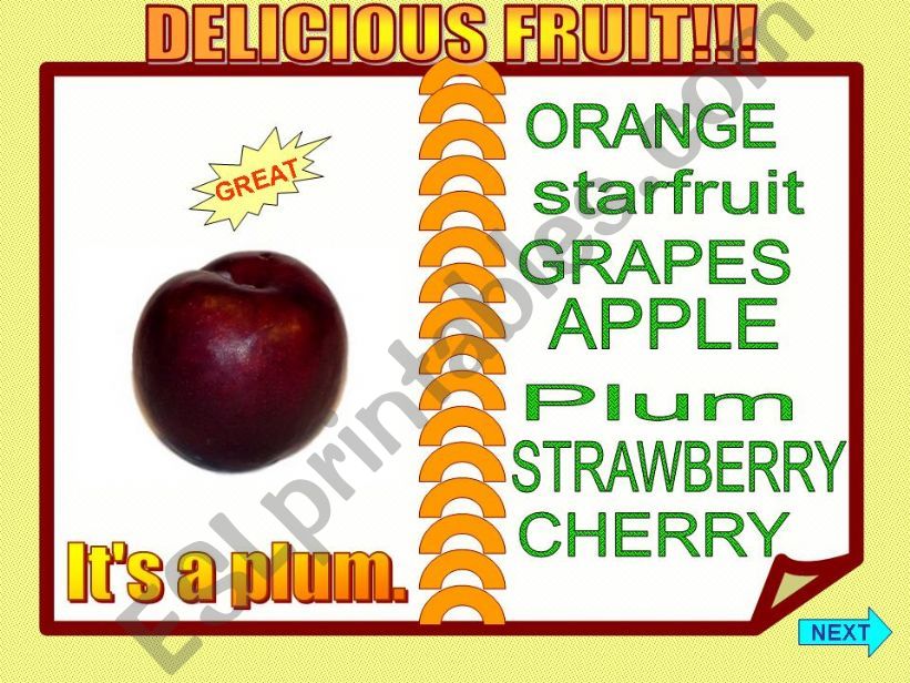 DELICIOUS FRUIT GAME PART 2 powerpoint