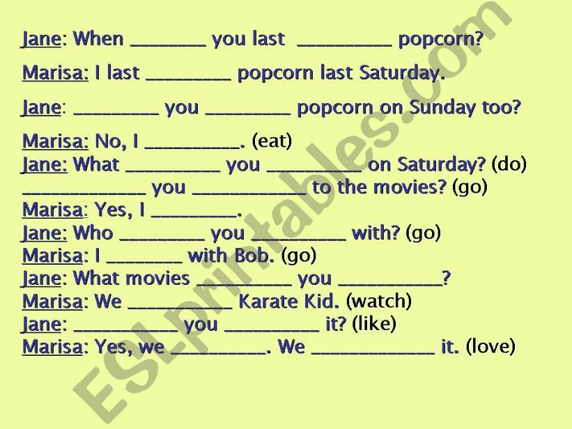 Simple past review powerpoint