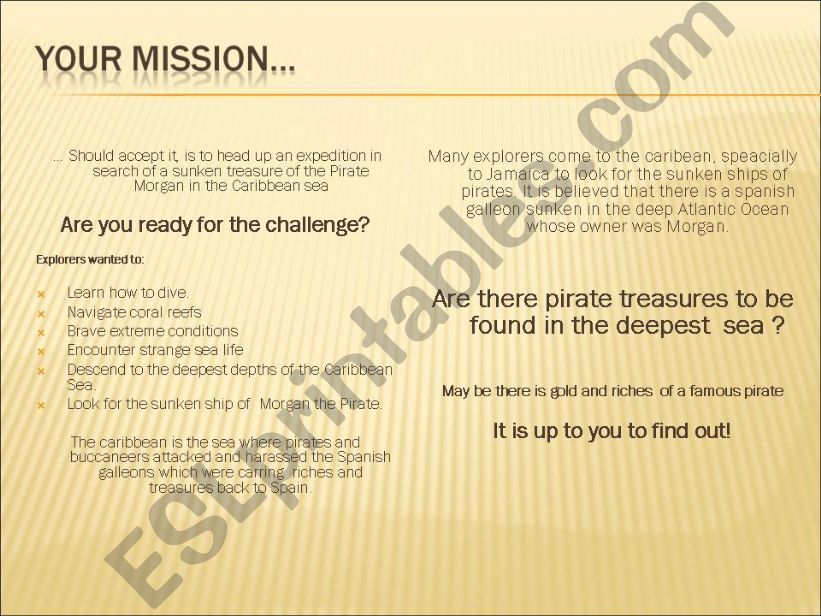 YOUR MISSION THE PIRATES powerpoint
