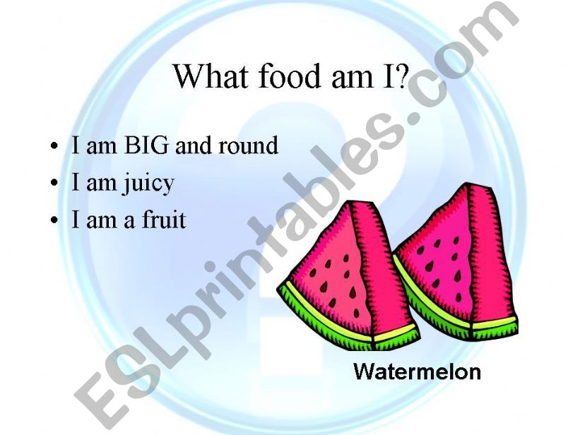 Quiz - What Food Am I? powerpoint