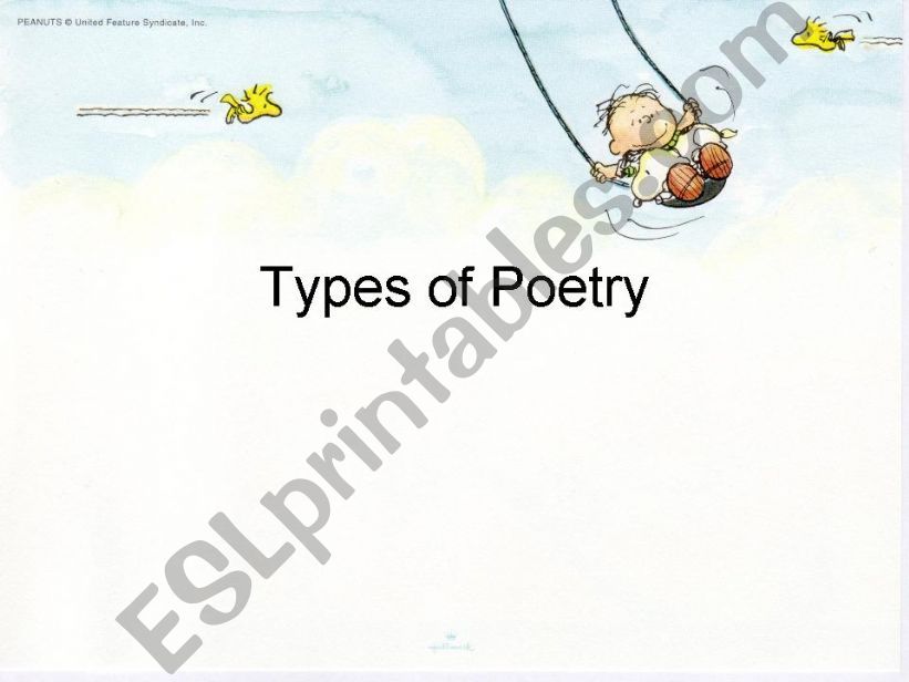 Types of Poetry (Acrostic, Limerick, Cinquain, Haiku, Concrete Poem, Sonnet)