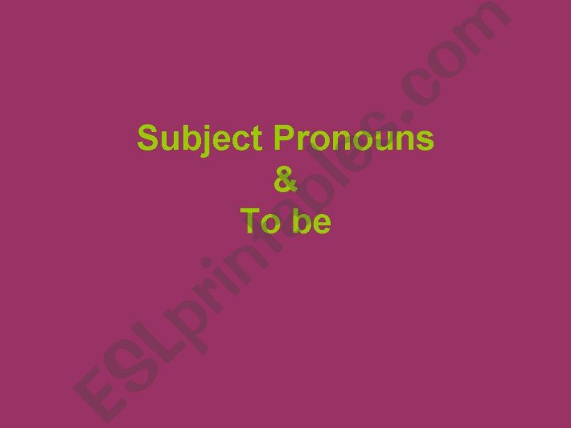 subject pronouns + to be powerpoint
