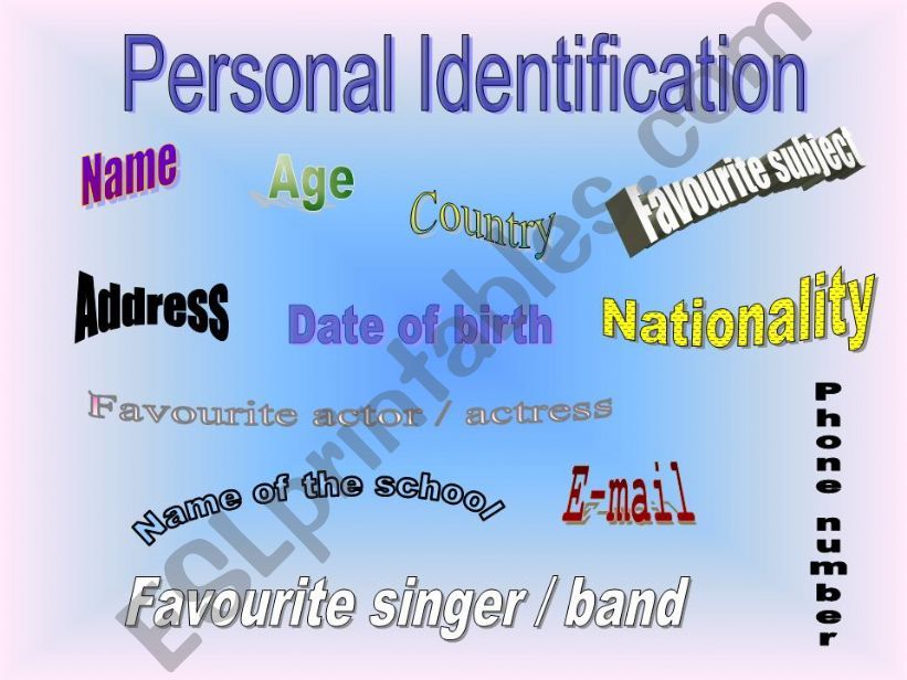 Personal Identification powerpoint