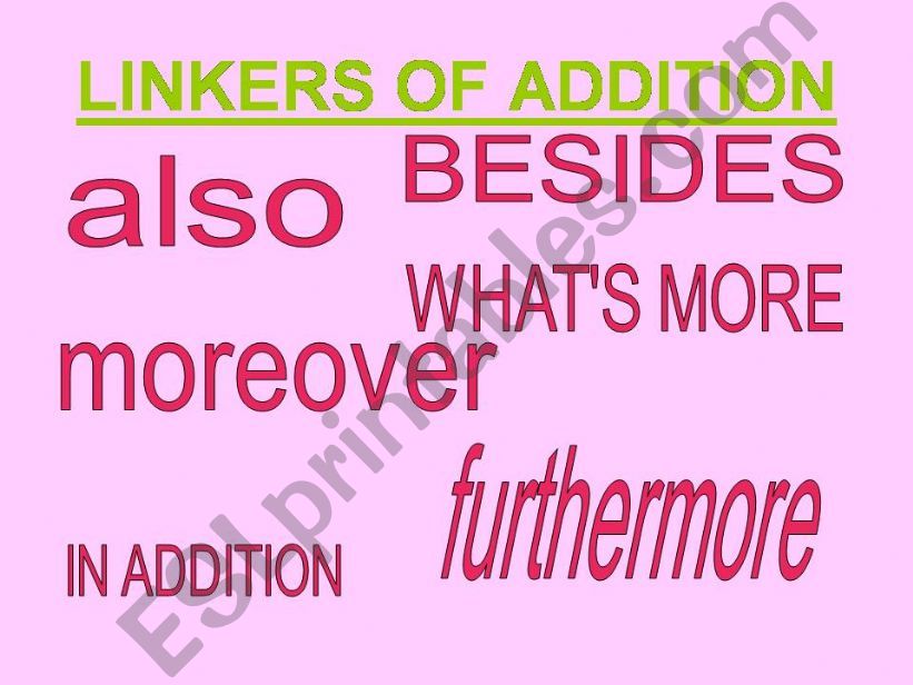 linkers of addition powerpoint