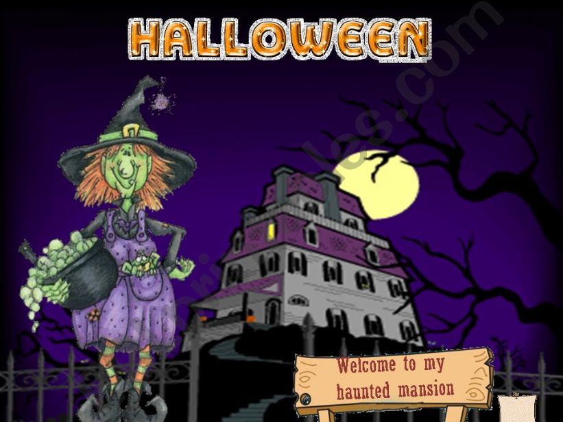 Halloween - The haunted Mansion (Fully interactive and animated PPT)