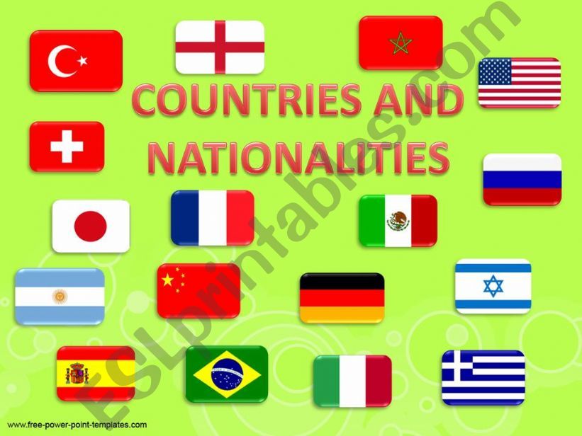countries, nationalities and flags 1/3
